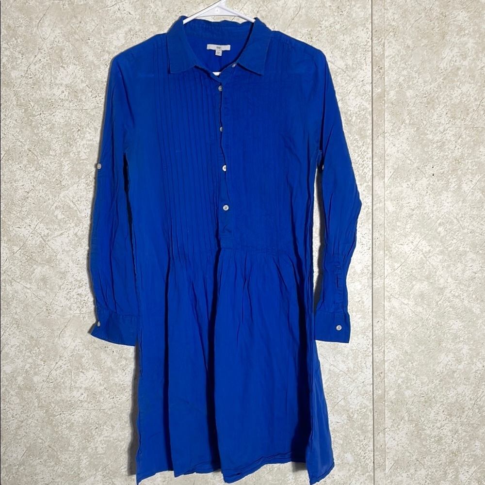 GAP Women's Long Sleeve Cotton Pleated Buttoned MIDI Dress size S
